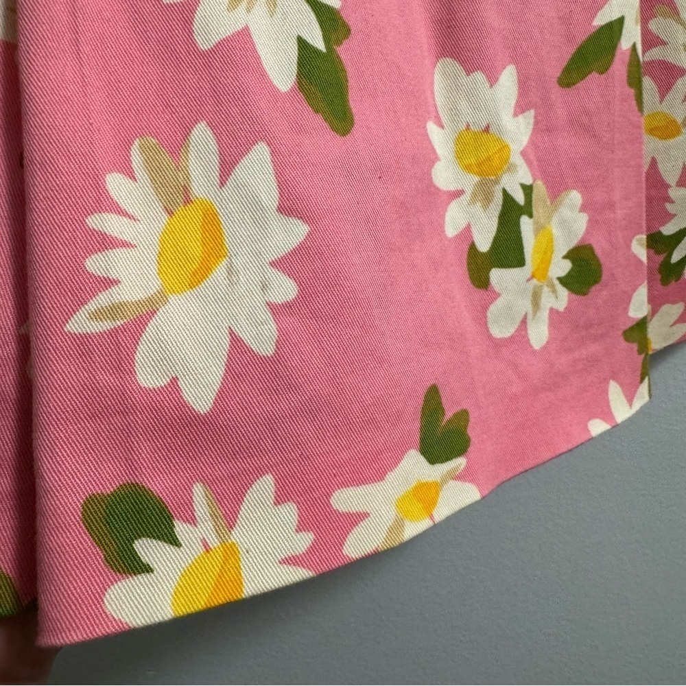 Moschino 1990s Y2K Cheap & Chic Pink Pleated Daisy Print Skirt Size 10 - Picture 5 of 14